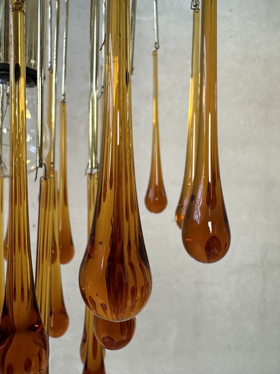 Image 1 of Lampadario vintage a goccia color ambra