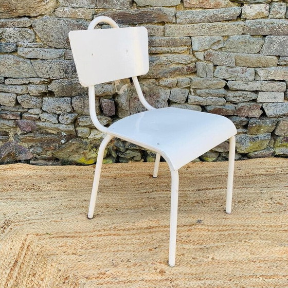 Image 1 of Coppia di sedie vintage in metallo bianco e legno