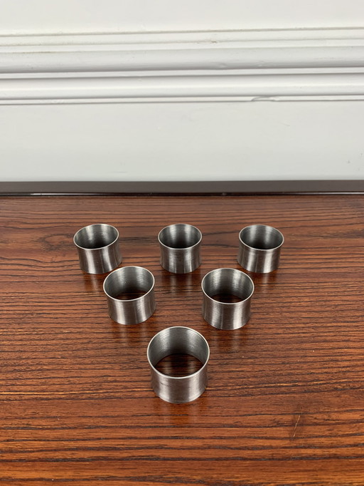 Set Of 6 Stainless Steel Napkin Rings