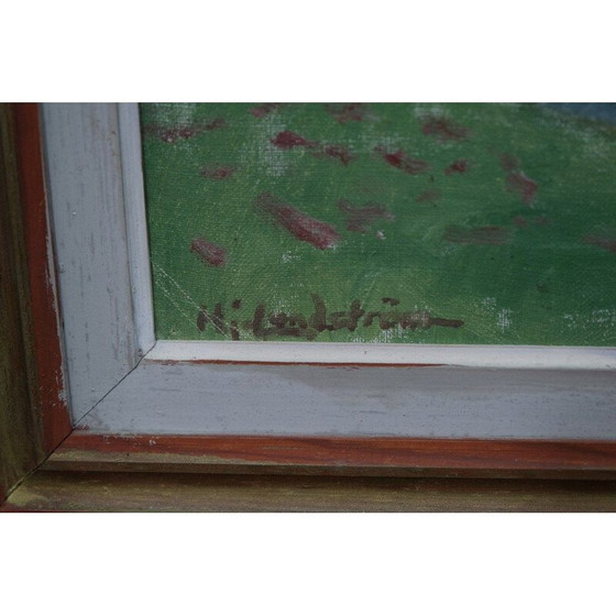 Image 1 of Vintage painting by Hjalmar Lundström, Sweden 1950.