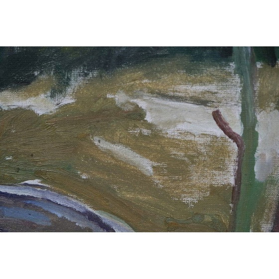 Image 1 of Vintage painting by Hjalmar Lundström, Sweden 1950.