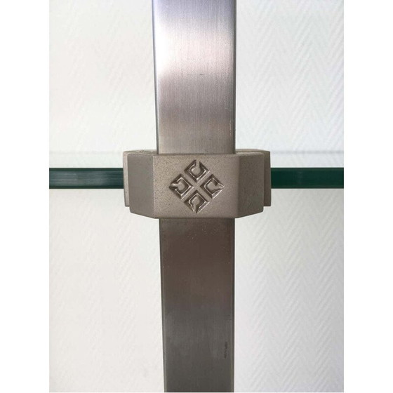 Image 1 of Vintage stainless steel and glass wall shelf by Peter Ghyzy