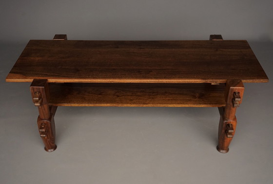 Image 1 of Brazilian Brutalist solid Jacaranda coffee table, 1970s