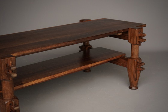 Image 1 of Brazilian Brutalist solid Jacaranda coffee table, 1970s