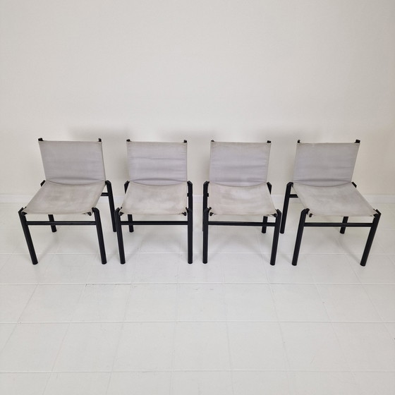 Image 1 of Set Of 4 "Mastro" Dining Chairs By Afra & Tobia Scarpa For Molteni, Italy 1980'S