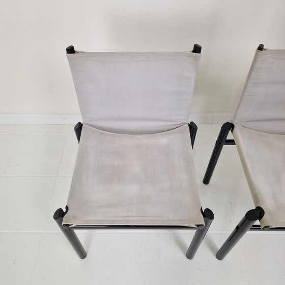 Image 1 of Set Of 4 "Mastro" Dining Chairs By Afra & Tobia Scarpa For Molteni, Italy 1980'S