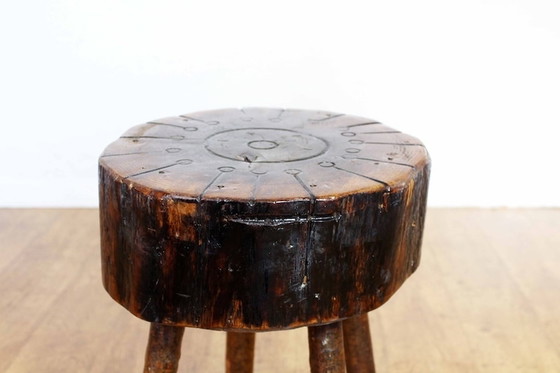 Image 1 of Rustic stool in solid beech wood