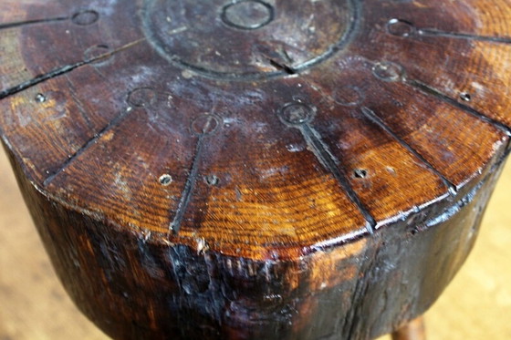 Image 1 of Rustic stool in solid beech wood