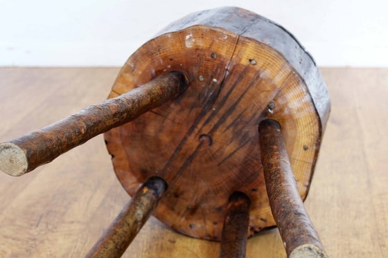 Image 1 of Rustic stool in solid beech wood