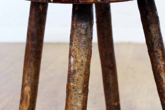 Image 1 of Rustic stool in solid beech wood