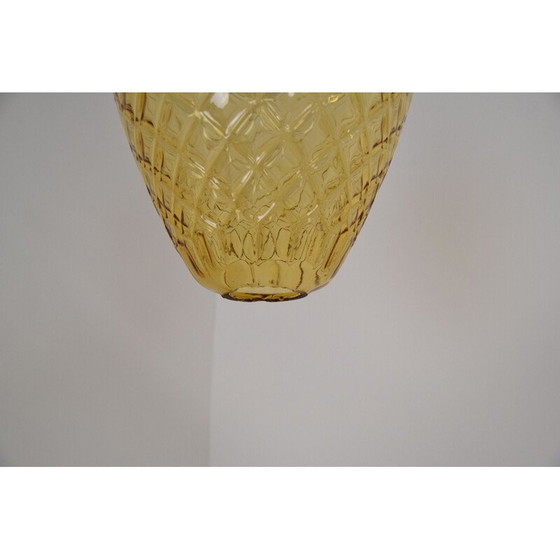 Image 1 of Vintage art deco glass and brass suspension, Czechoslovakia 1930