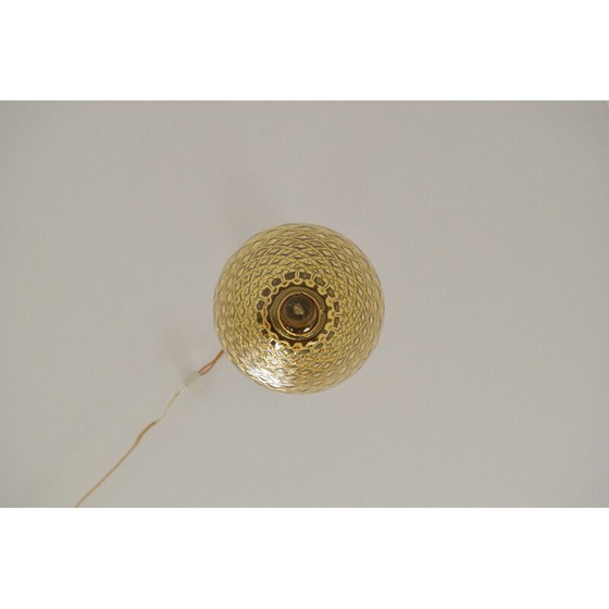 Image 1 of Vintage art deco glass and brass suspension, Czechoslovakia 1930