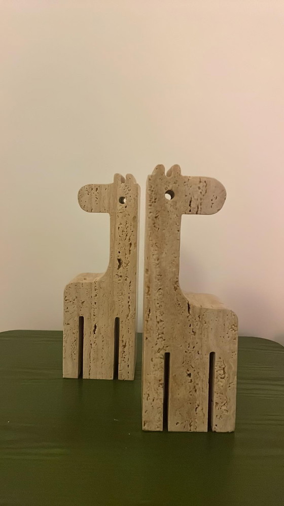 Image 1 of Fratelli Mannelli Girafe bookends in travertine