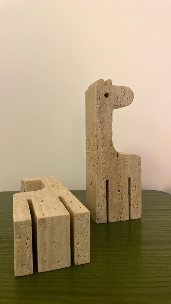 Image 1 of Fratelli Mannelli Girafe bookends in travertine