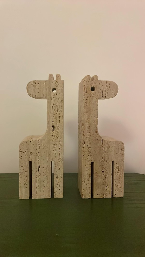 Image 1 of Fratelli Mannelli Girafe bookends in travertine