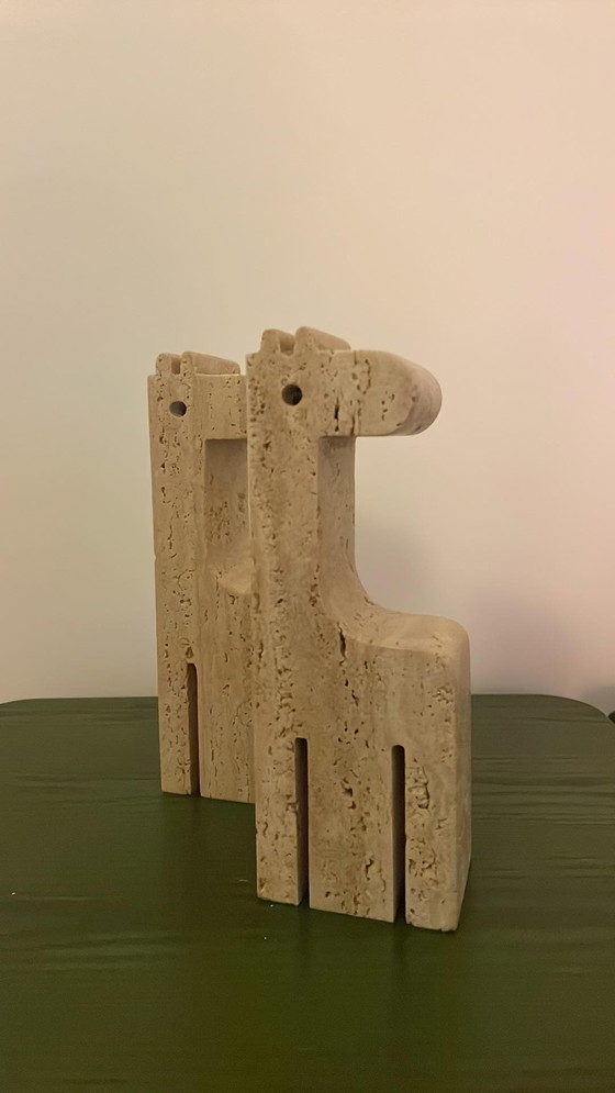 Image 1 of Fratelli Mannelli Girafe bookends in travertine