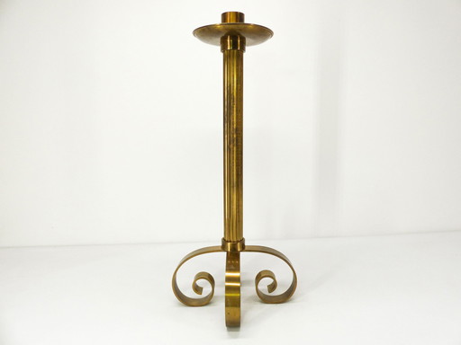 Scandinavian Xxl Brass Candleholder Ivar Ålenius Björk For Ystad Metall 1960