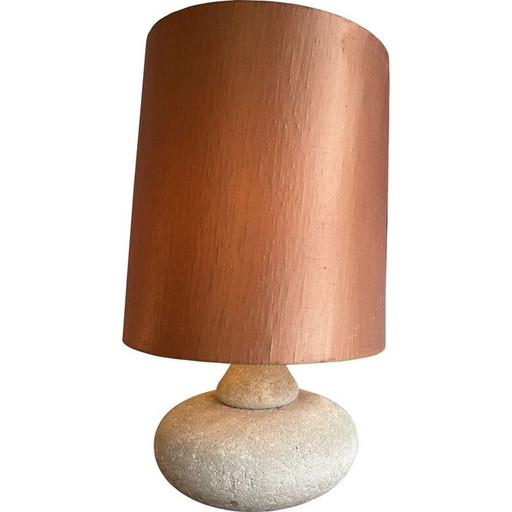 Vintage lamp in natural stone and fabric, 1970