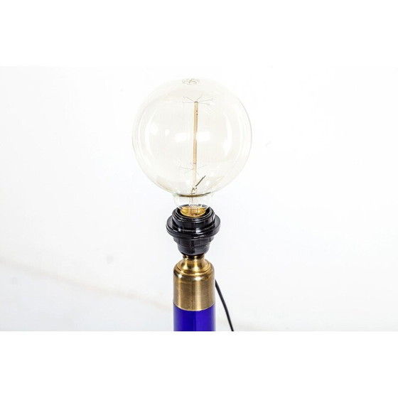 Image 1 of Vintage Scandinavian Blue Glass Table Lamp from Holmegaard 1960s