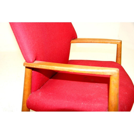 Image 1 of Pair of vintage oak and fabric armchairs by Aksel Bender Madsen and Ejner Larsen for Fritz Hansen, Sweden 1960