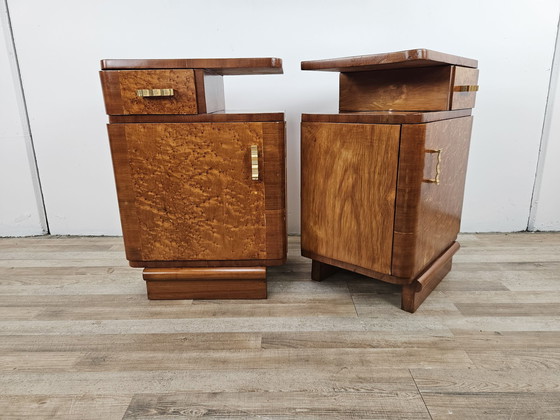 Image 1 of Art Decò Bedside Tables In Thuja Wood 1940