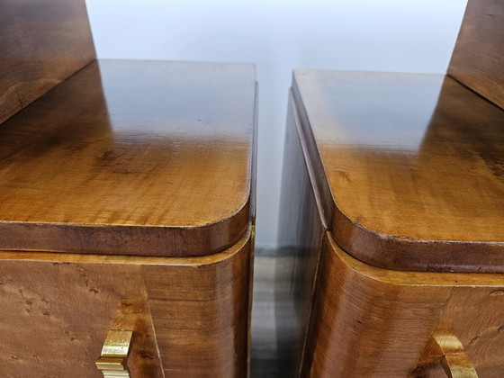Image 1 of Art Decò Bedside Tables In Thuja Wood 1940