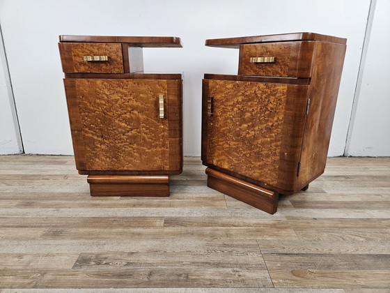 Image 1 of Art Decò Bedside Tables In Thuja Wood 1940