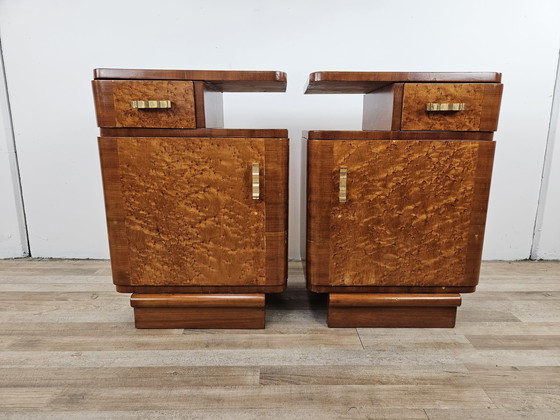 Image 1 of Art Decò Bedside Tables In Thuja Wood 1940