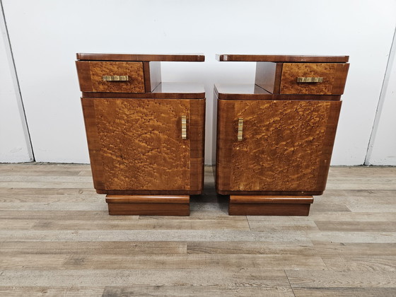 Image 1 of Art Decò Bedside Tables In Thuja Wood 1940