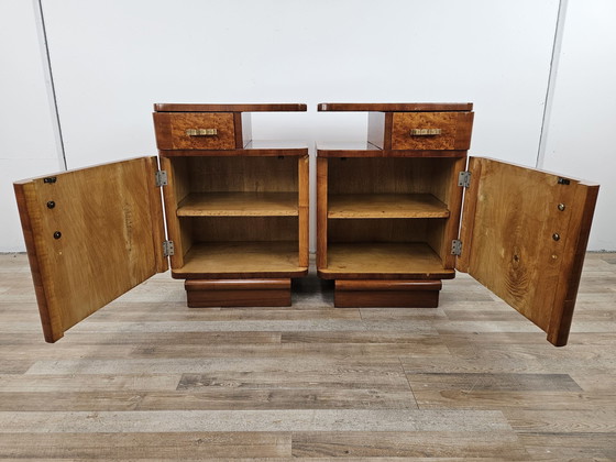 Image 1 of Art Decò Bedside Tables In Thuja Wood 1940