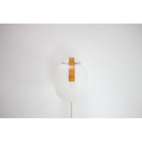 Image 1 of Vintage wall lamp in glass and wood, Czechoslovakia 1970