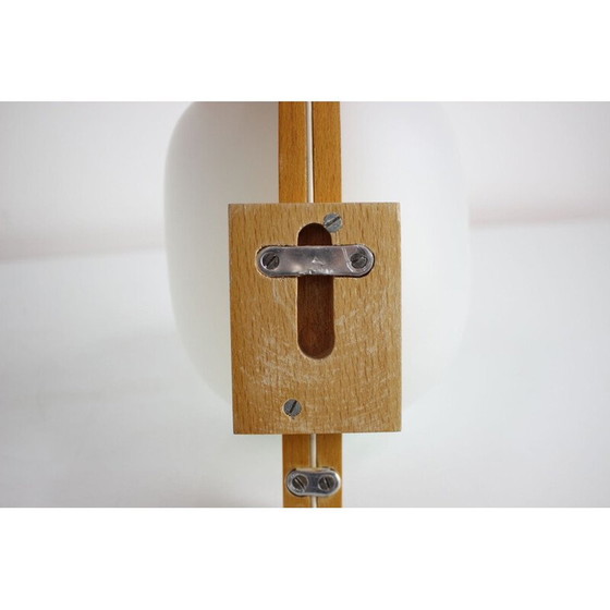 Image 1 of Vintage wall lamp in glass and wood, Czechoslovakia 1970