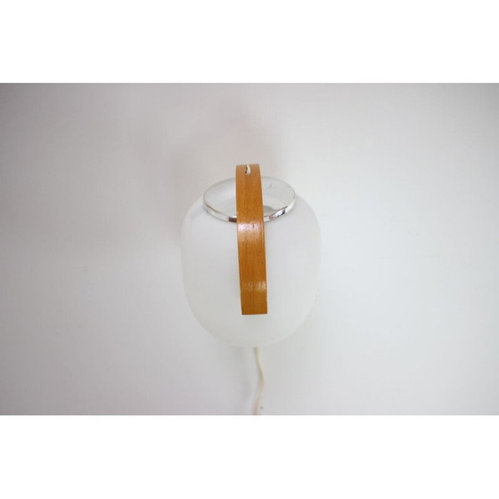 Image 1 of Vintage wall lamp in glass and wood, Czechoslovakia 1970