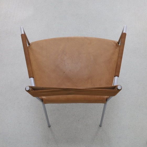 Image 1 of 2X Armchair Leather + Stainless steel Gerard Van Den Berg