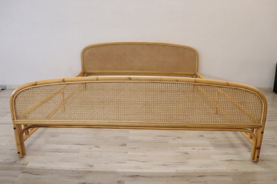 Image 1 of Vintage Double Bed In Bamboo And Vienna Straw