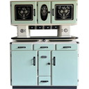 Vintage “Malin” sideboard in wood and aluminum, 1950