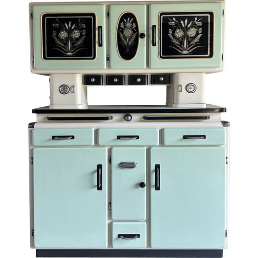 Vintage “Malin” sideboard in wood and aluminum, 1950