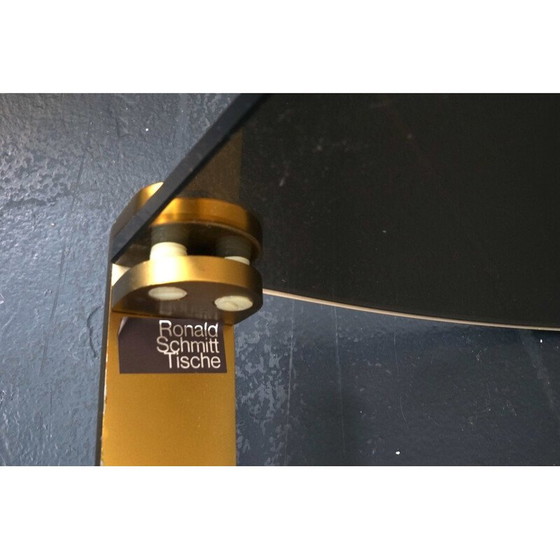 Image 1 of Set di 3 tavolini da caffè vintage in vetro dorato e metallo di Ronald Schmitt, 1970