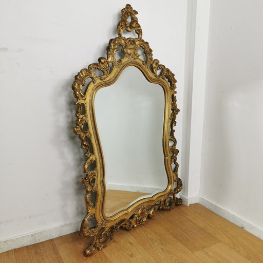Large Vintage Baroque Brocante Rococo Mirror Mantel Mirror.