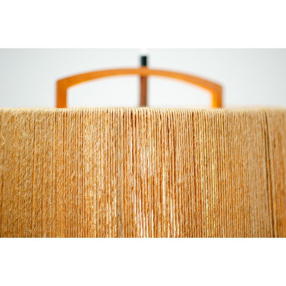 Image 1 of Vintage sisal and teak pendant lamp from Temde Leuchten, Germany 1960