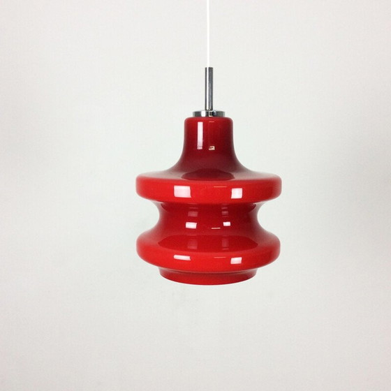 Image 1 of Vintage red suspension lamp by Peill and Pultzler, Germany 1970