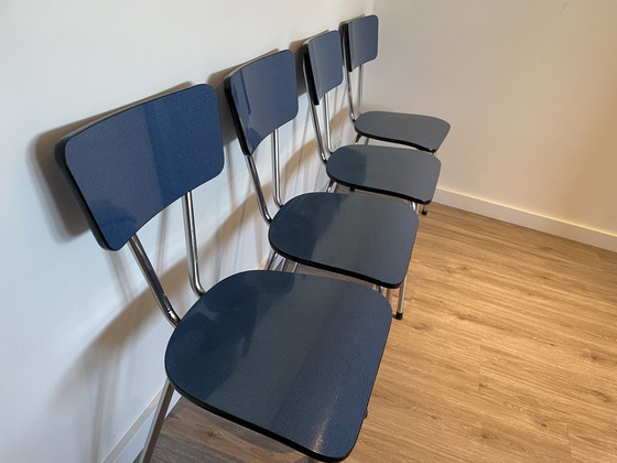 Image 1 of 4x Vintage formica chairs blue