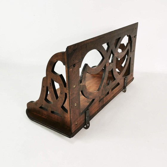 Image 1 of Vintage Art Deco wall shelf in walnut wood, Denmark 1920