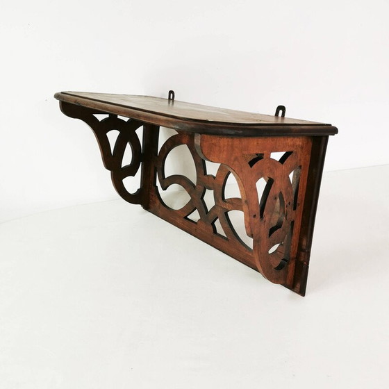Image 1 of Vintage Art Deco wall shelf in walnut wood, Denmark 1920