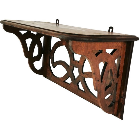 Image 1 of Vintage Art Deco wall shelf in walnut wood, Denmark 1920