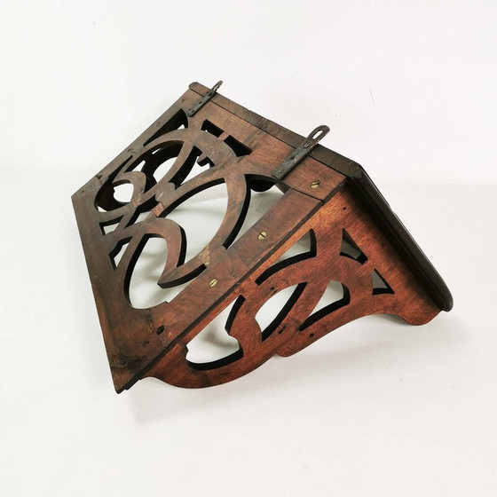 Image 1 of Vintage Art Deco wall shelf in walnut wood, Denmark 1920
