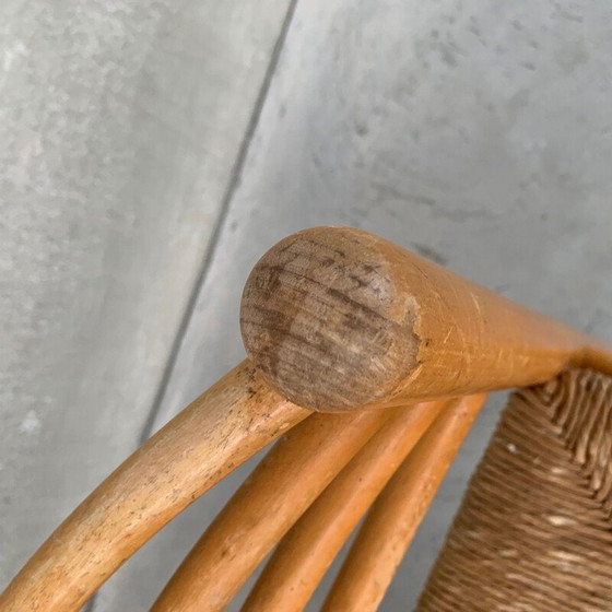 Image 1 of Pair of vintage pine and rush chairs, Netherlands 1960