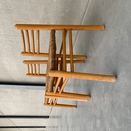 Image 1 of Pair of vintage pine and rush chairs, Netherlands 1960