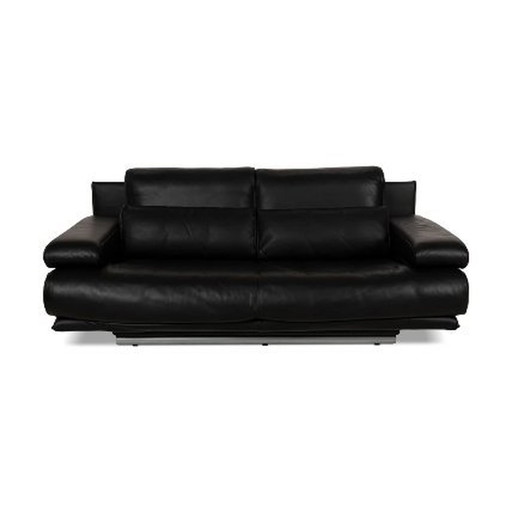 Rolf Benz 6500 Designer Couch Leather Black Vintage Perfect Condition 2 Seater