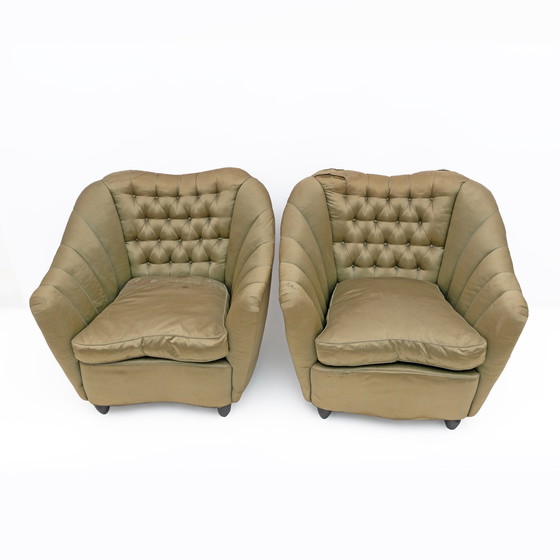 Image 1 of Sillones curvos modernos de mediados de siglo para Casa E Giardino, década de 1940, atribuidos a Gio Ponti.